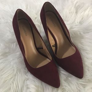 Express Burgundy Suede Wedges